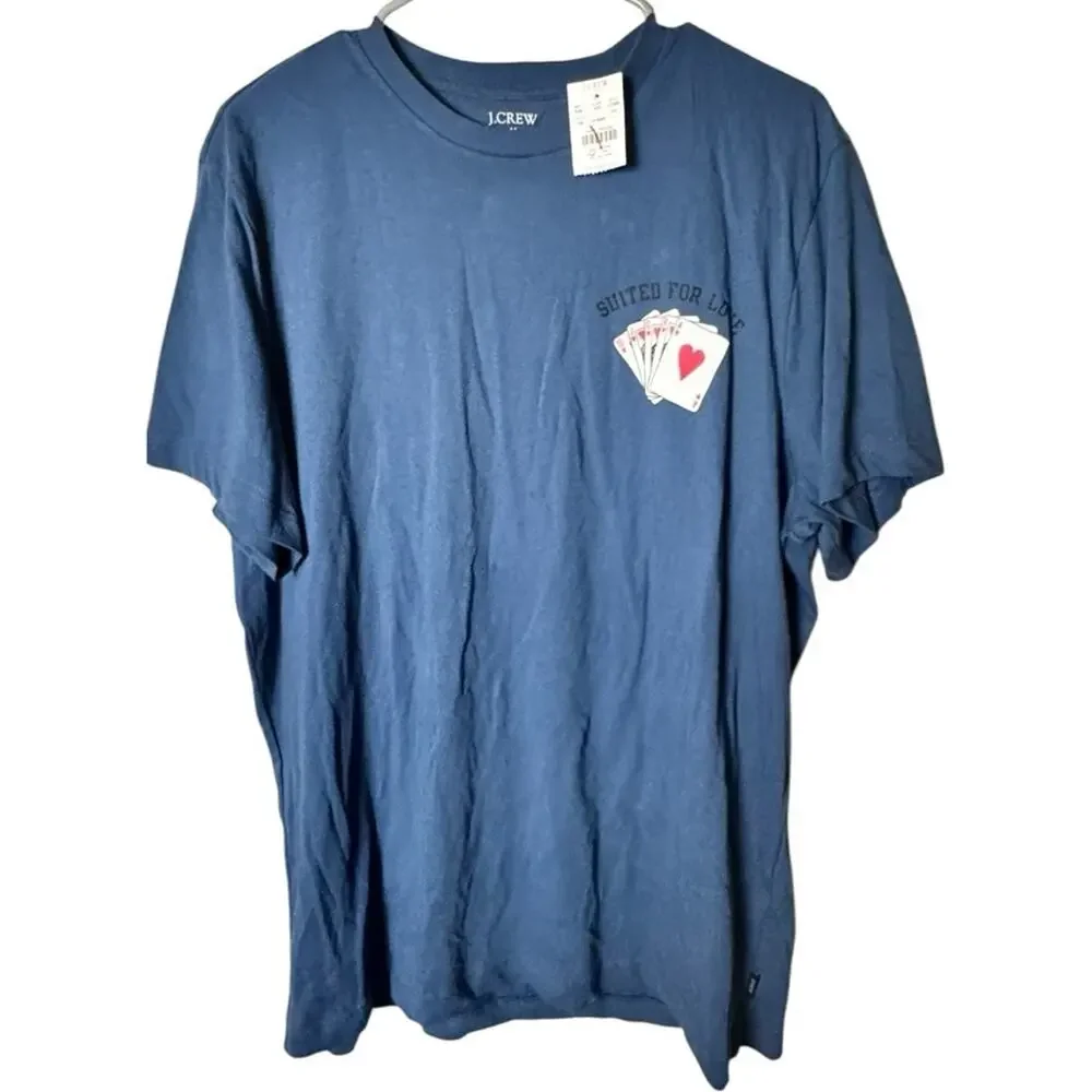 J. Crew Men's Blue Graphic  Card Game T-Shirt Sz L NWT